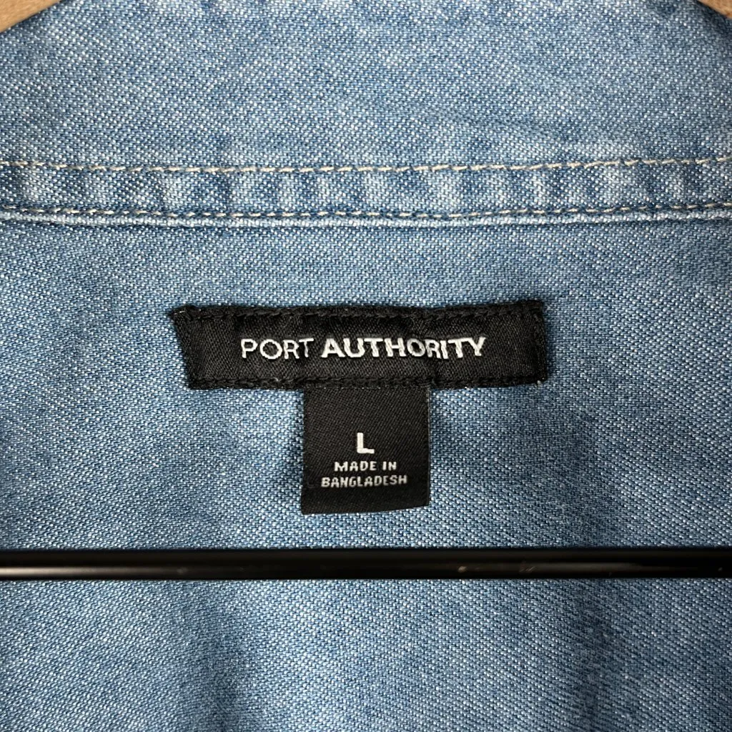 Port Authority Fiesta Graphic Denim Button Up Shirt Size L Long Sleeve Cowboy - Image 6