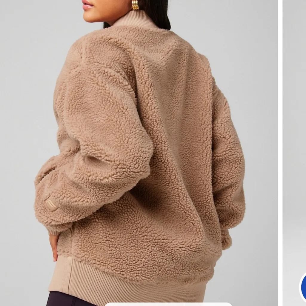 Fabletics Teddy Sherpa Oversized Sherpa Jacket Size Large Brown Waffle Cone - Image 5