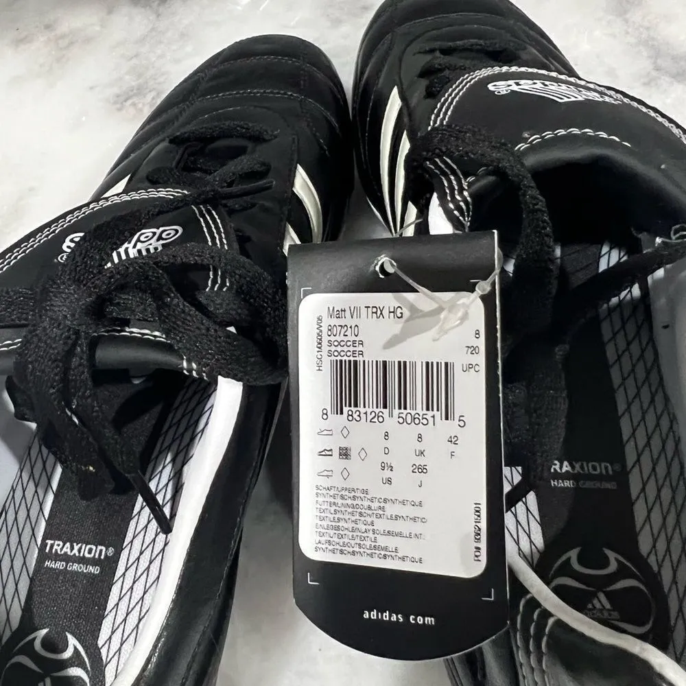 Adidas Matt VII TRX HG Lace Up Soccer Shoes Black White Size 8 New no Box - Image 7