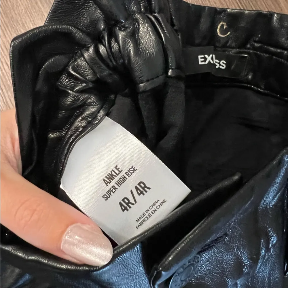 Express faux leather ankle super high rise paper bag pants - Image 3