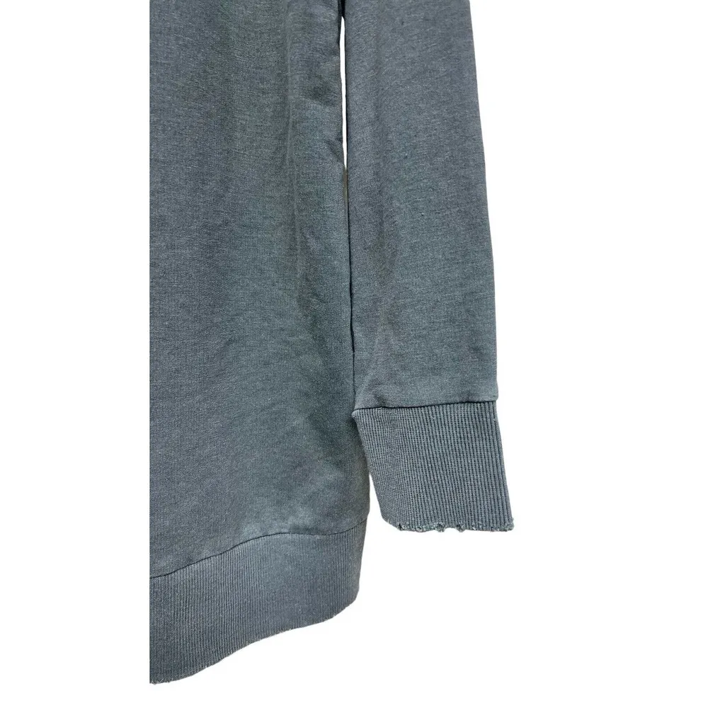 PEYTON JENSEN Olive Green Snap Sides Distressed Sweatshirt Women’s Size Medium - Image 5