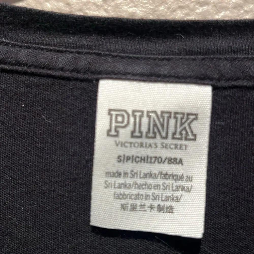 Victoria’s Secret PINK Dog Logo Crop Top Black Pastel Preppy Floral Tee Sz Small - Image 3