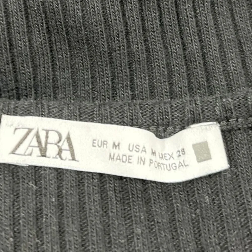 Zara Black Ribbed Knit High Neck Sleeveless Cropped Sweater Vest Top Size M - Image 3