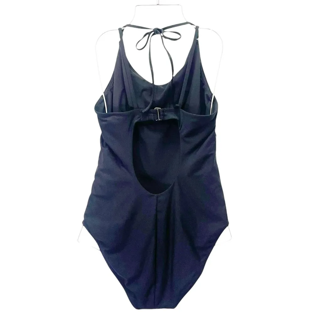 Athleta Keyhole One Piece Swimsuit Black Size MT Medium Tall UPF 50 Bathing Suit - Image 4