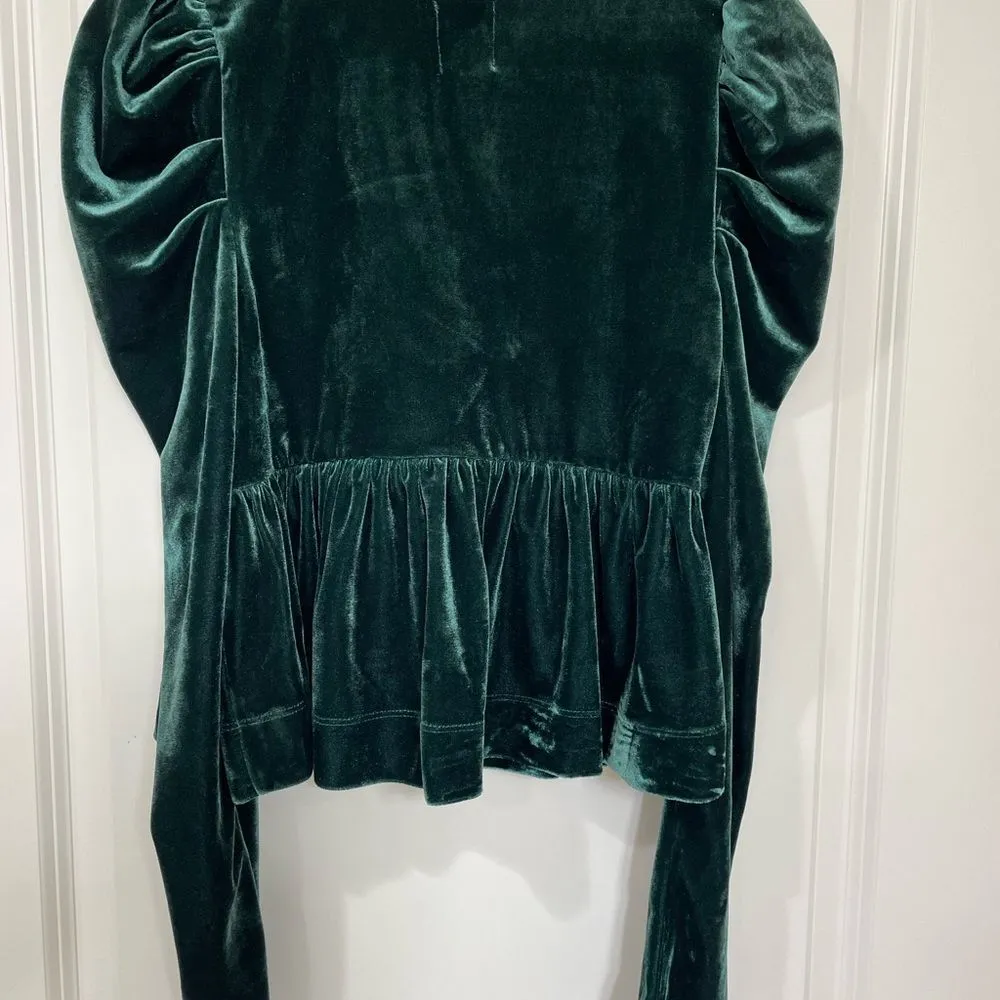 NWT Anthropologie Dark Green Maeve Velvet Babydoll top size XS. - Image 10