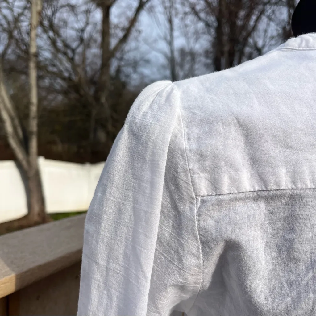 World Market Women’s 100% Cotton White Pleated Eyelet Peasant Top Blouse Sz S/M - Image 7