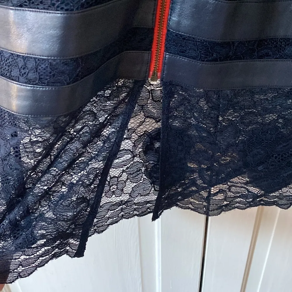 Sachin & Babi Navy Guineo Dress Midnight Navy Faux Leather Designer Lace Celeb‎ - Image 10