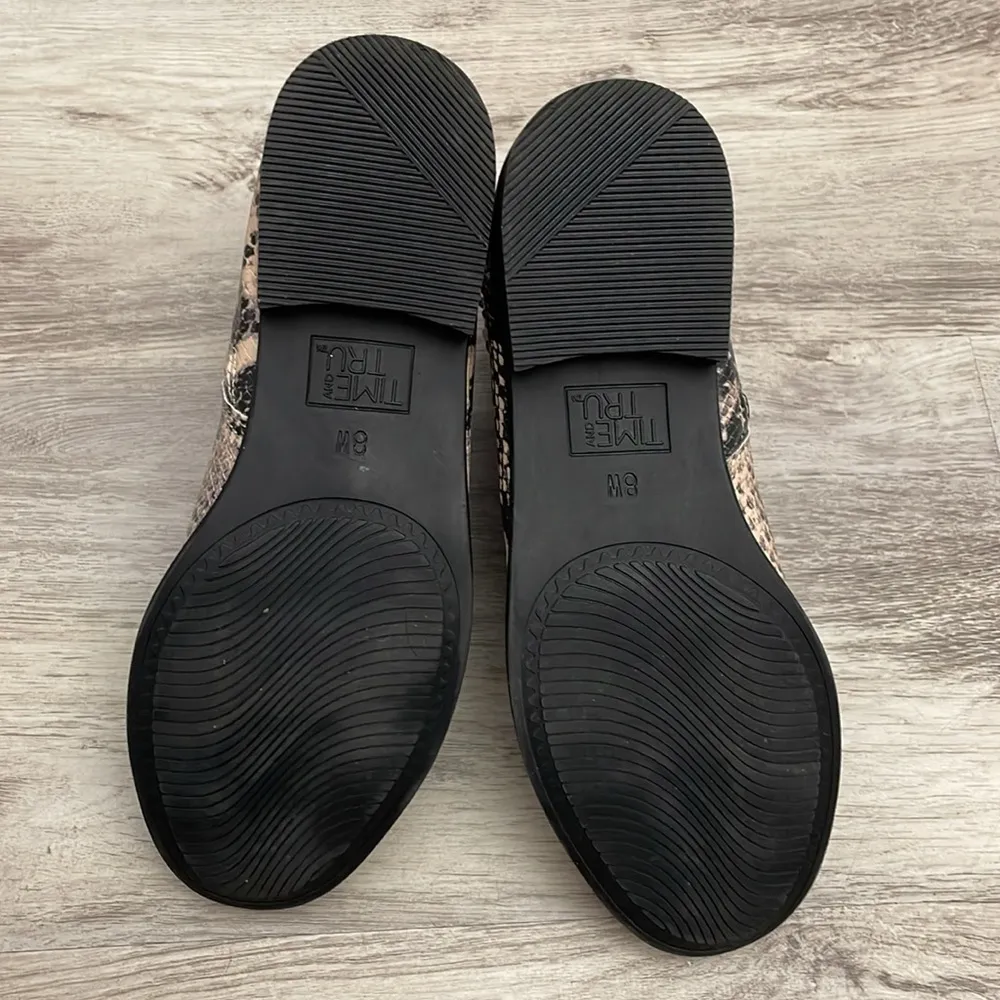 Tan &Black Snakeskin Print Memory Foam Side Zip Ankle Boots Size 8W - Image 13