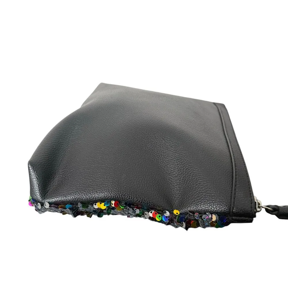 Victoria's Secret Rainbow Sequin Makeup Bag Clutch Wristlet‎ Strap Zip Pouch - Image 7