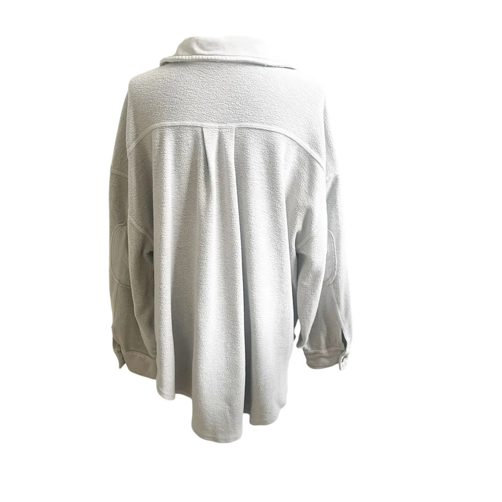 Free People Ruby Shacket in Stone Large Fleece Long Sleeve Button Front Pockets - Image 4