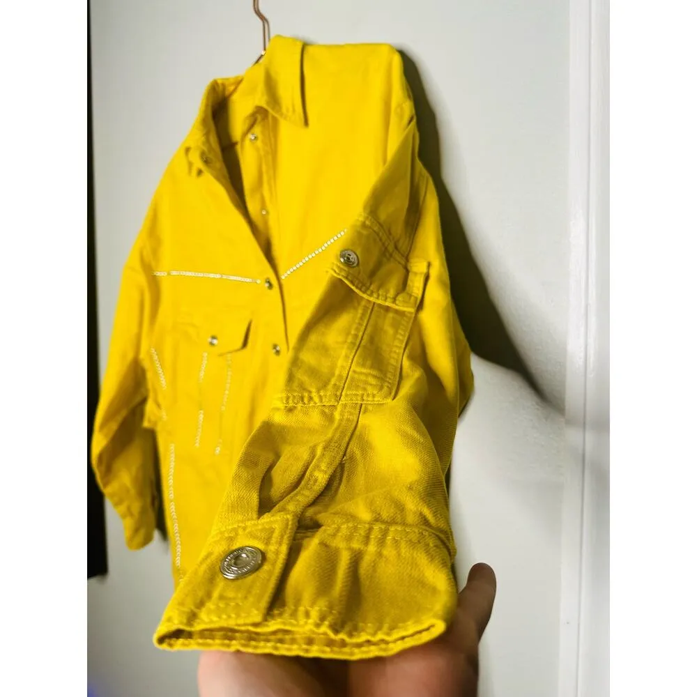 NWT NOCTURNE Ready To Wear Yellow Silver Studded Oversized Jacket Size Medium - Image 5
