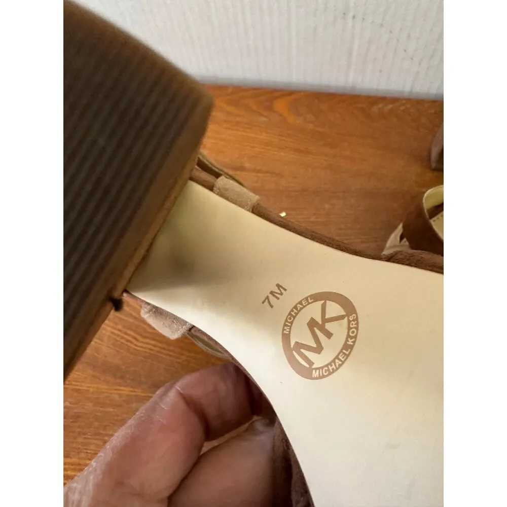 Michael Kors Becky Women's Platform Block Heel Two Tone Sandals Sz 7 Sku 2867 - Image 10