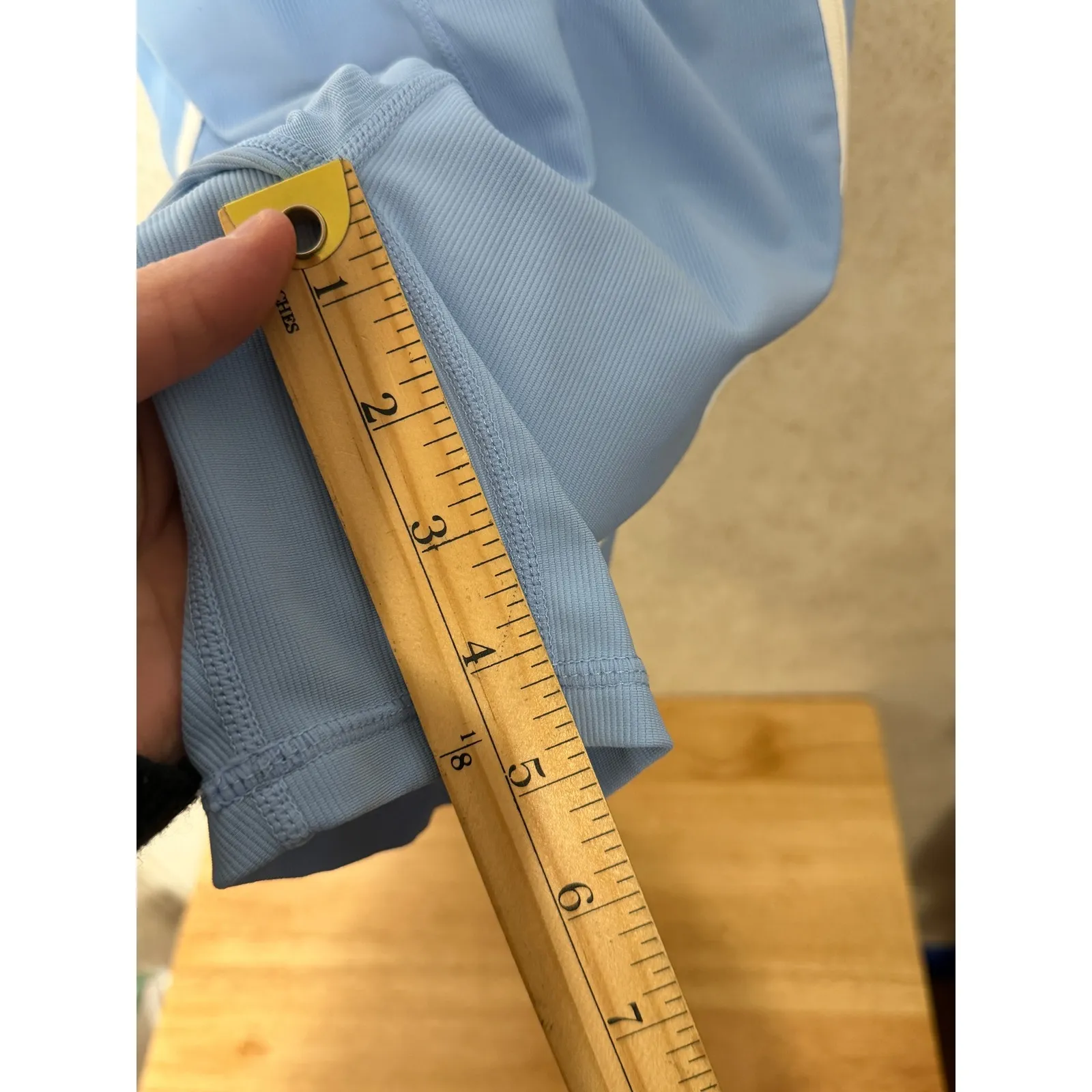 WILO Athletic Romper Bodysuit Blue White Ribbed Athleisure Shorts Size M Tennis Size M - Image 5