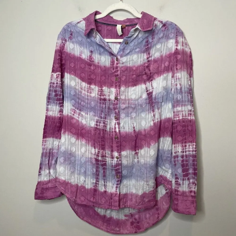 Anthropologie Pilcro and the Letterpress Pink Purple Tie Dye Button Down Size S - Image 3