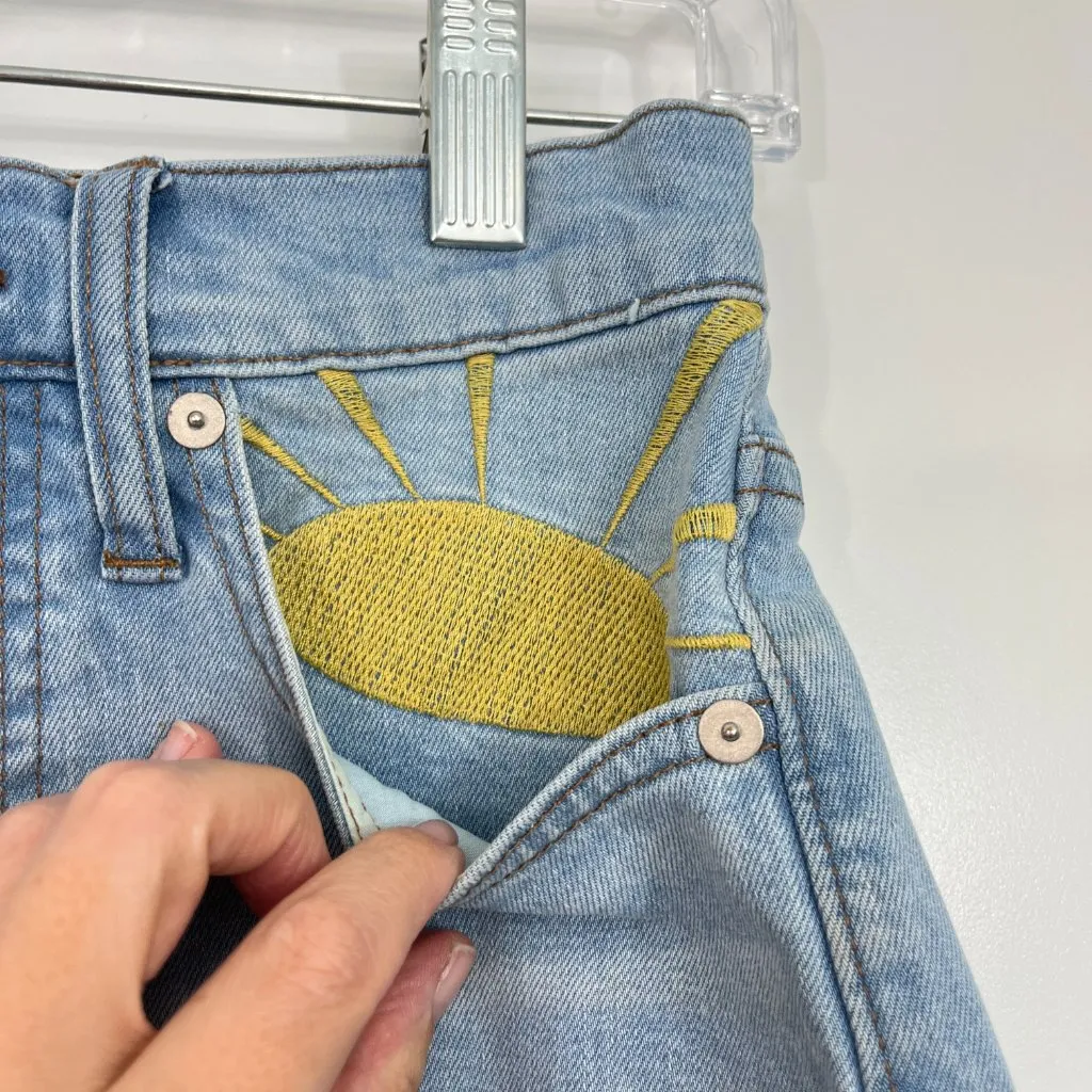 Madewell Size 24 Blue High Rise Embroidered Cutoff Denim Jean Shorts - Image 4