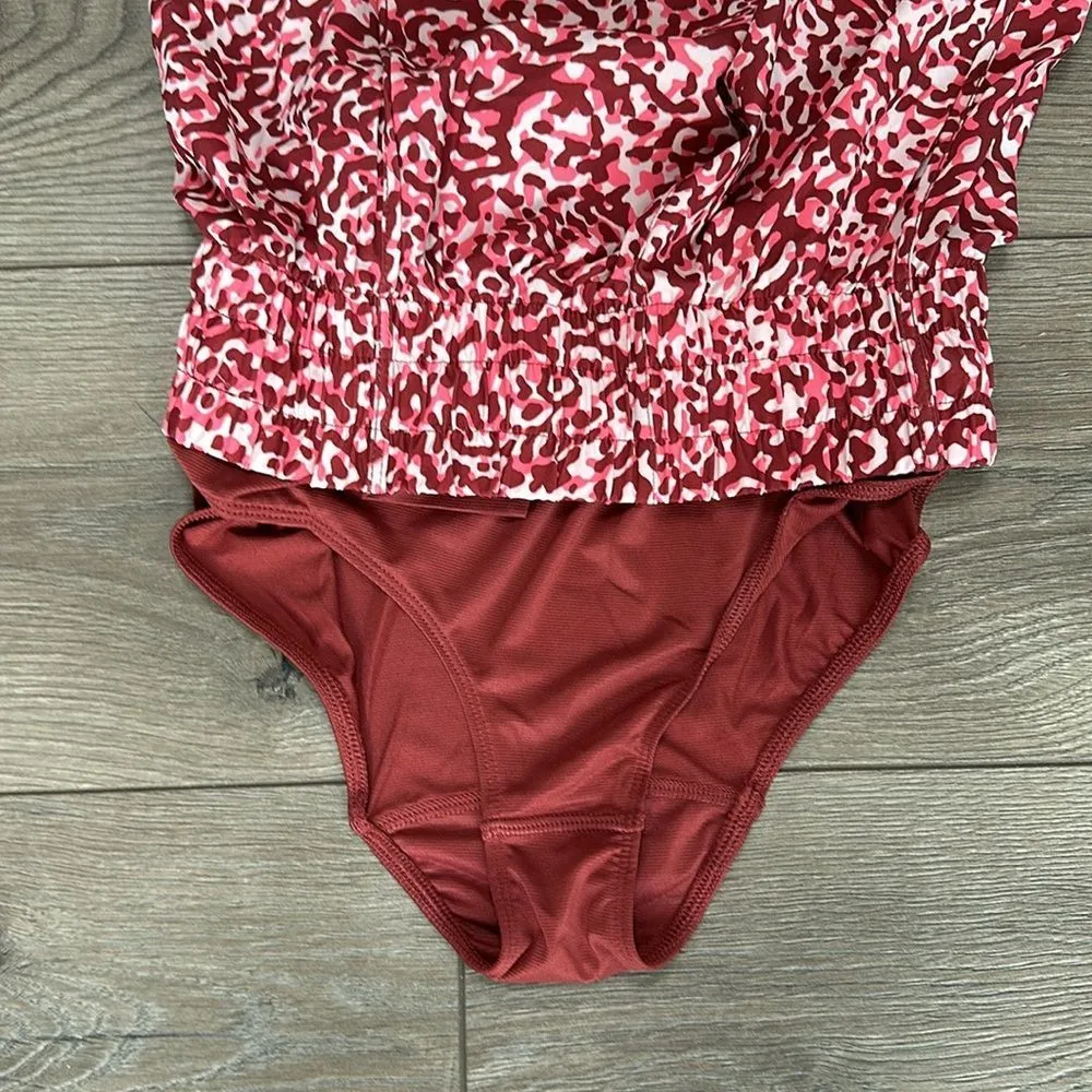 NWOT Athleta 3” High Rise Mesh Racer Run Burgundy‎ Leopard Shorts Size XXS - Image 8