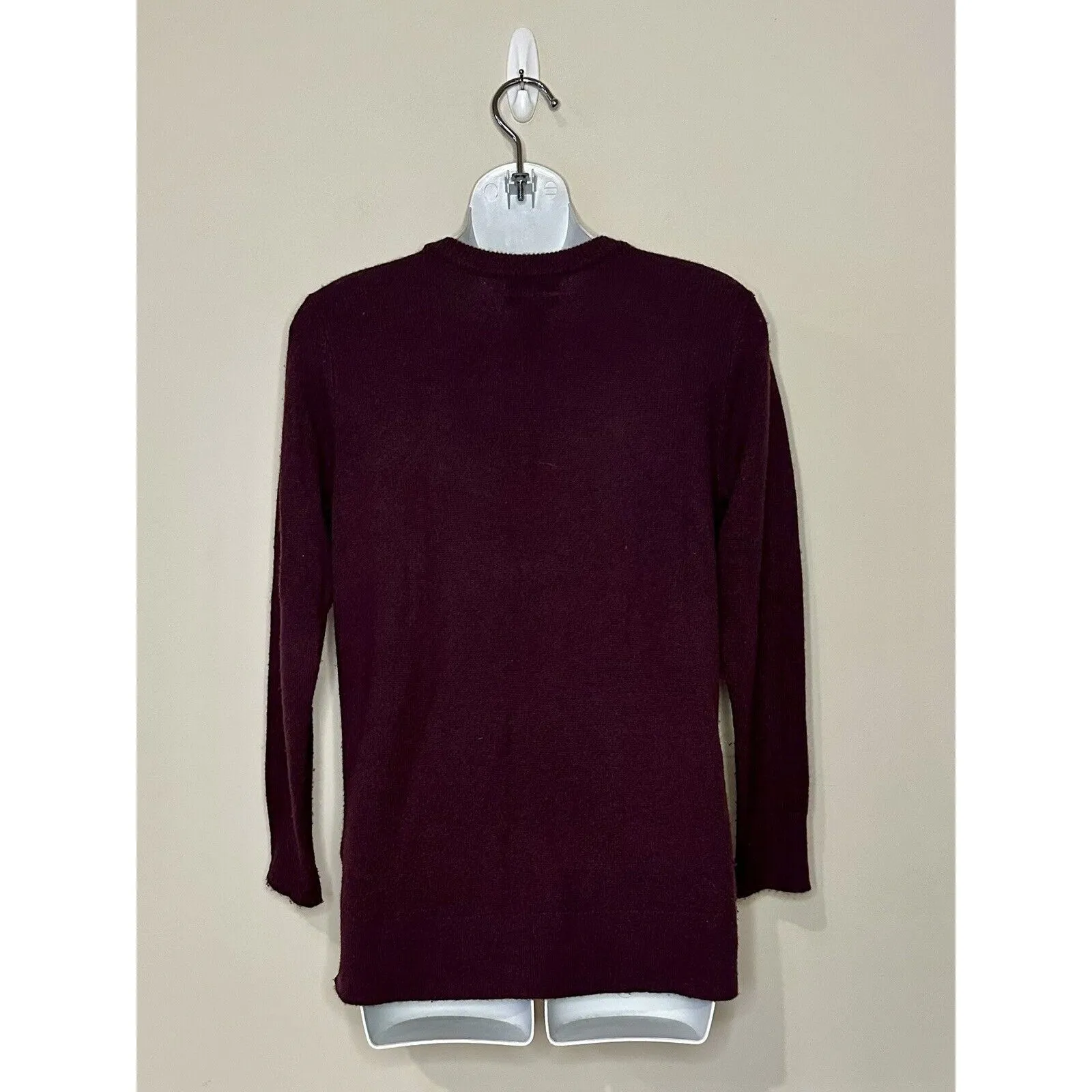 Halogen 100% Cashmere Maroon Burgundy Crewneck Sweater Size S EUC!!! - Image 3