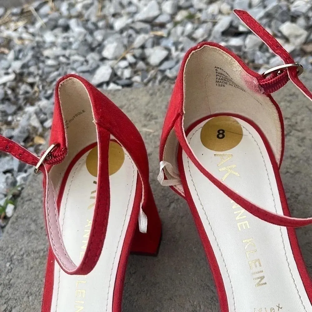 Ak Anne Klein Iflex Red Suede Heels Like New - Image 6