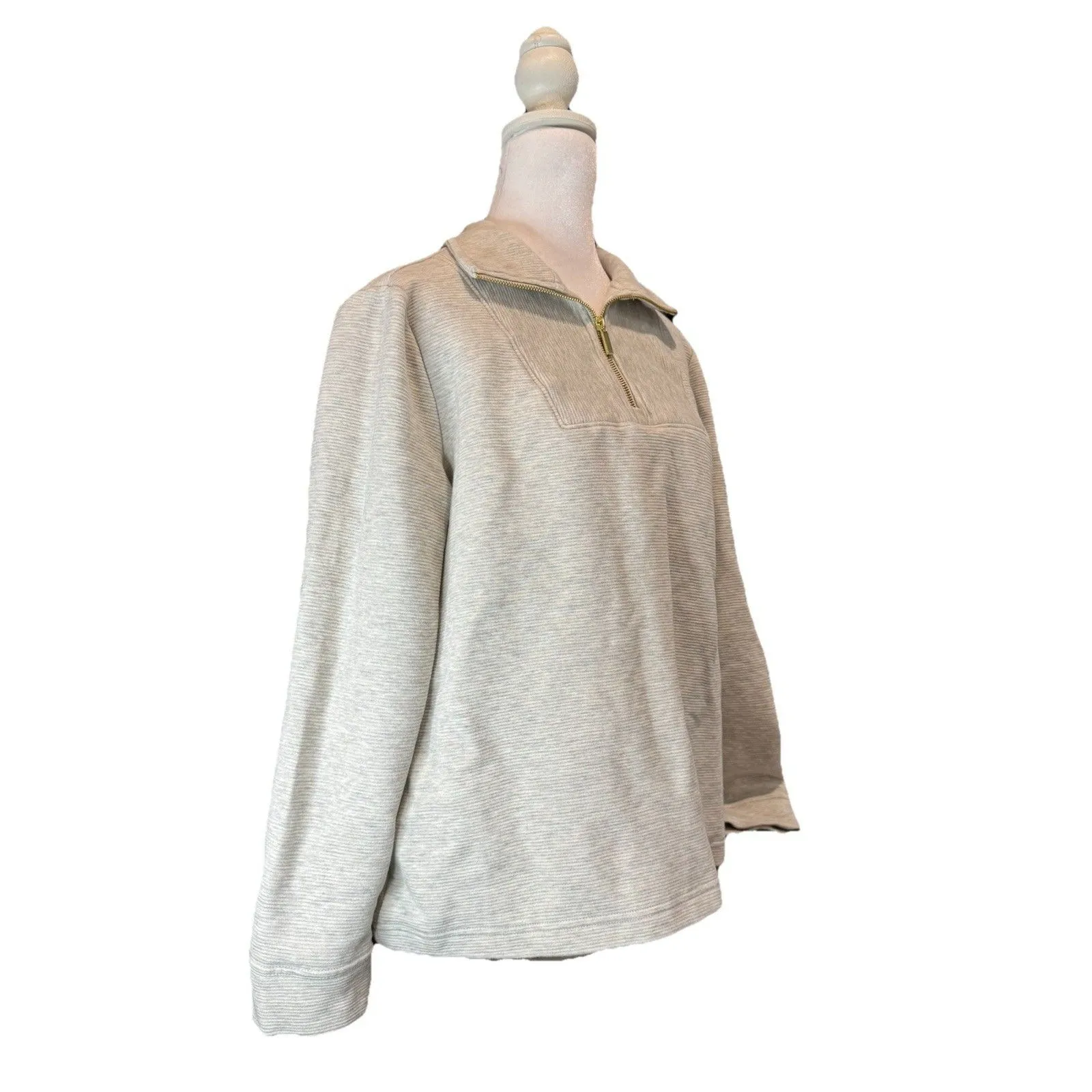 Women's Croft & Barrow Sweater Size Medium Grey Quarter Zip Pullover Zip NWT - Image 5