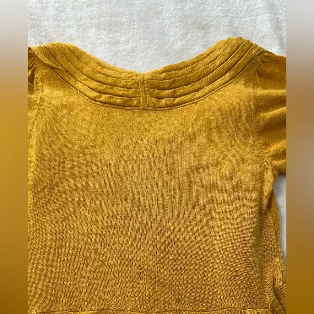 Anthropologie By Moth Mustard  Sweater Wrap Puff Sleeve Mini Dress With Pockets - Image 10