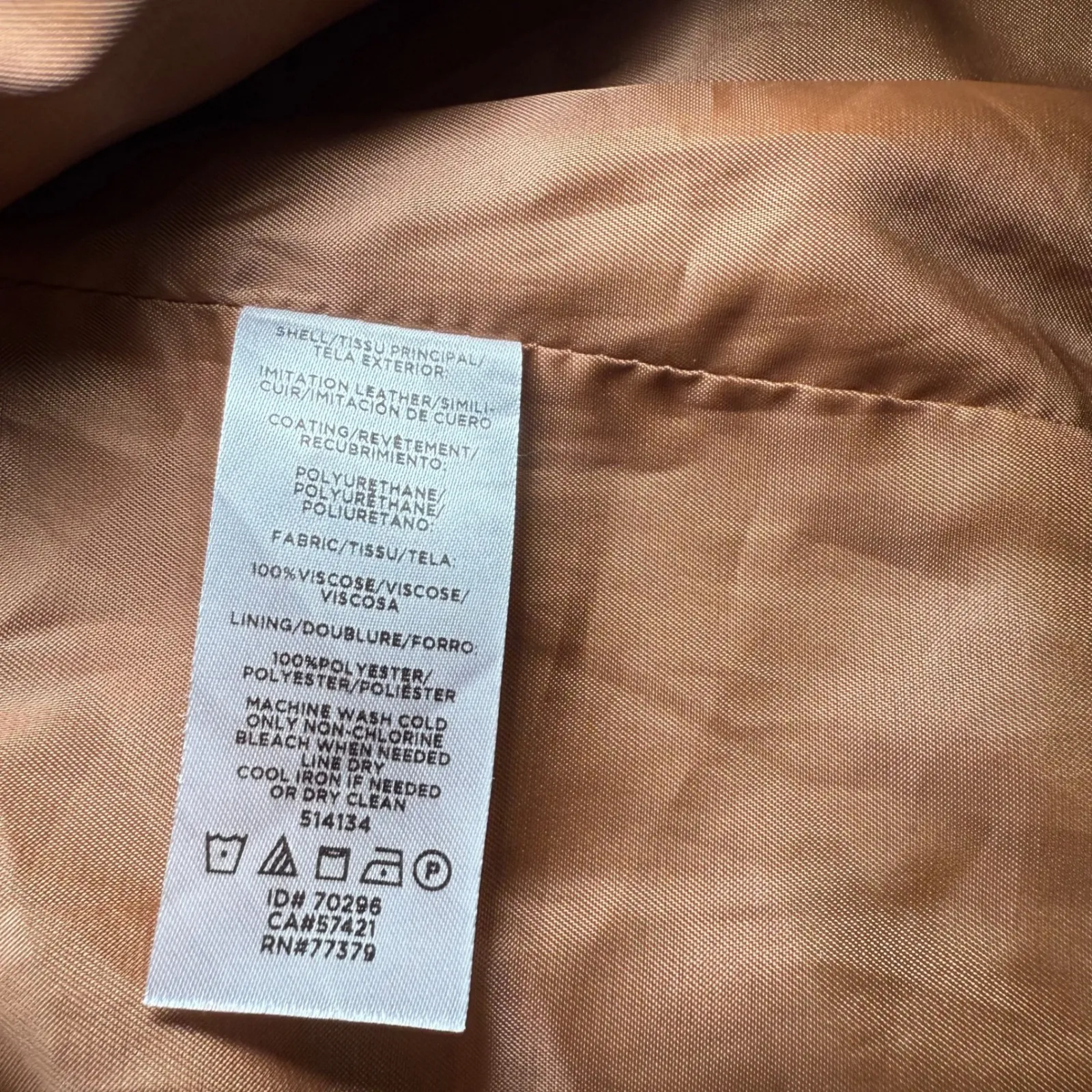 Ann Taylor Factory Brown Faux Leather Waterfall Drape Moto Jacket Women's Medium - Image 10