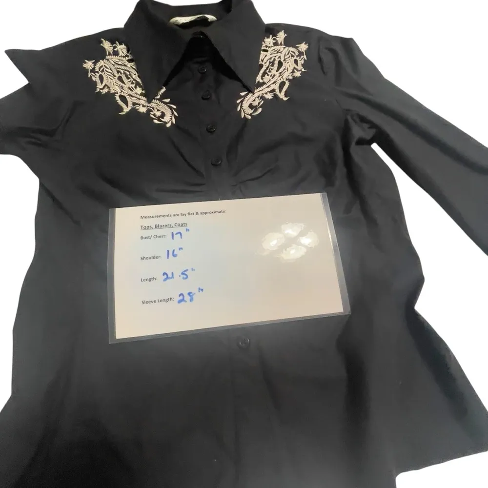 Max Studio Black Embroidered Shirt size M - Image 11