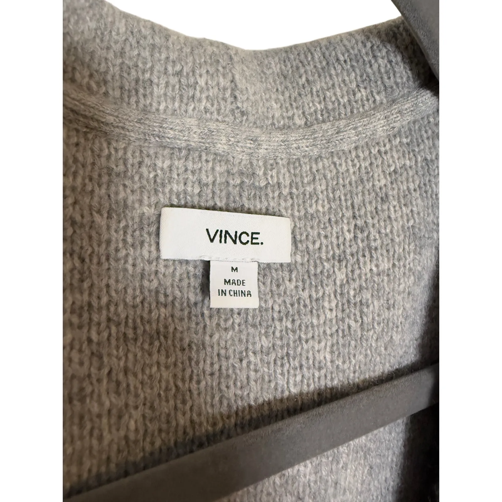VINCE Wool Cashmere Gray Striped Cardigan Sweater Coat Sz. M - Image 4