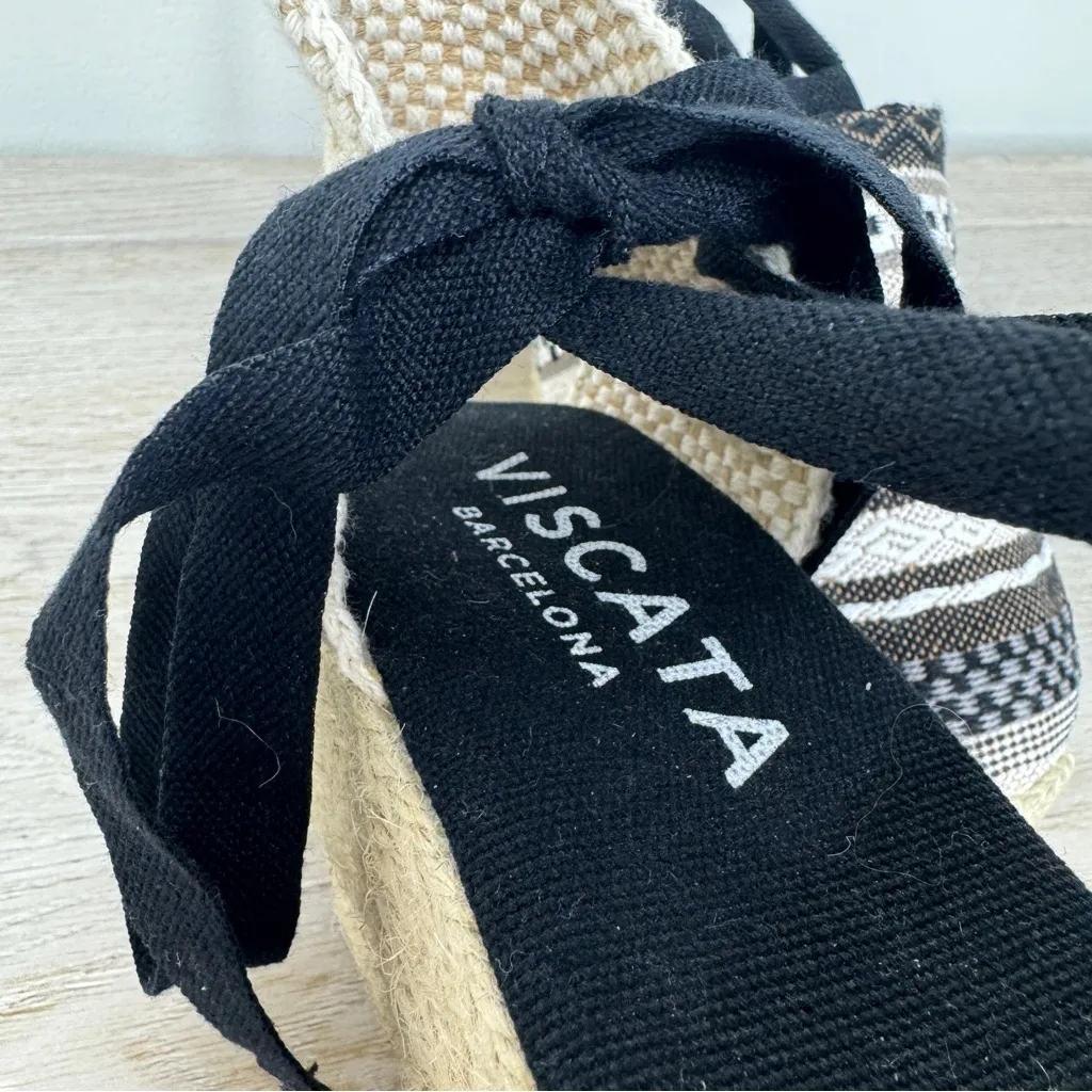 Viscata Barcelona Escala Espadrille Wedge Sandals Lace Up size 41 Tan - Image 11
