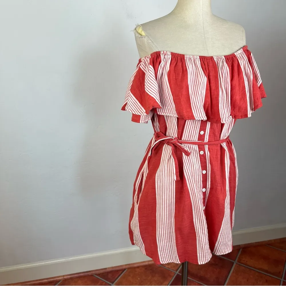 Faithfull the Brand Amalfi Rust Red Striped Dress - Image 3