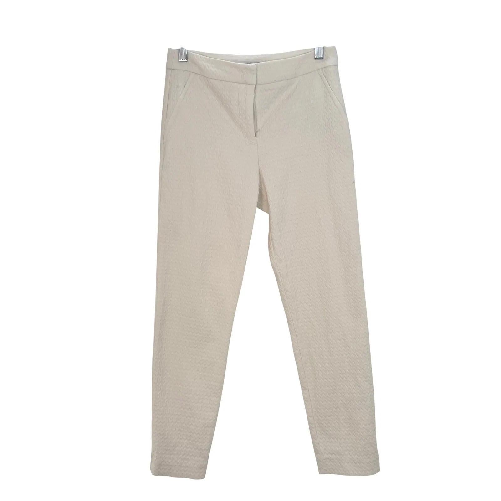 Trina Turk Women's White Textured Cotton Blend Slim Ankle Pants Size‎ 0 - Image 3