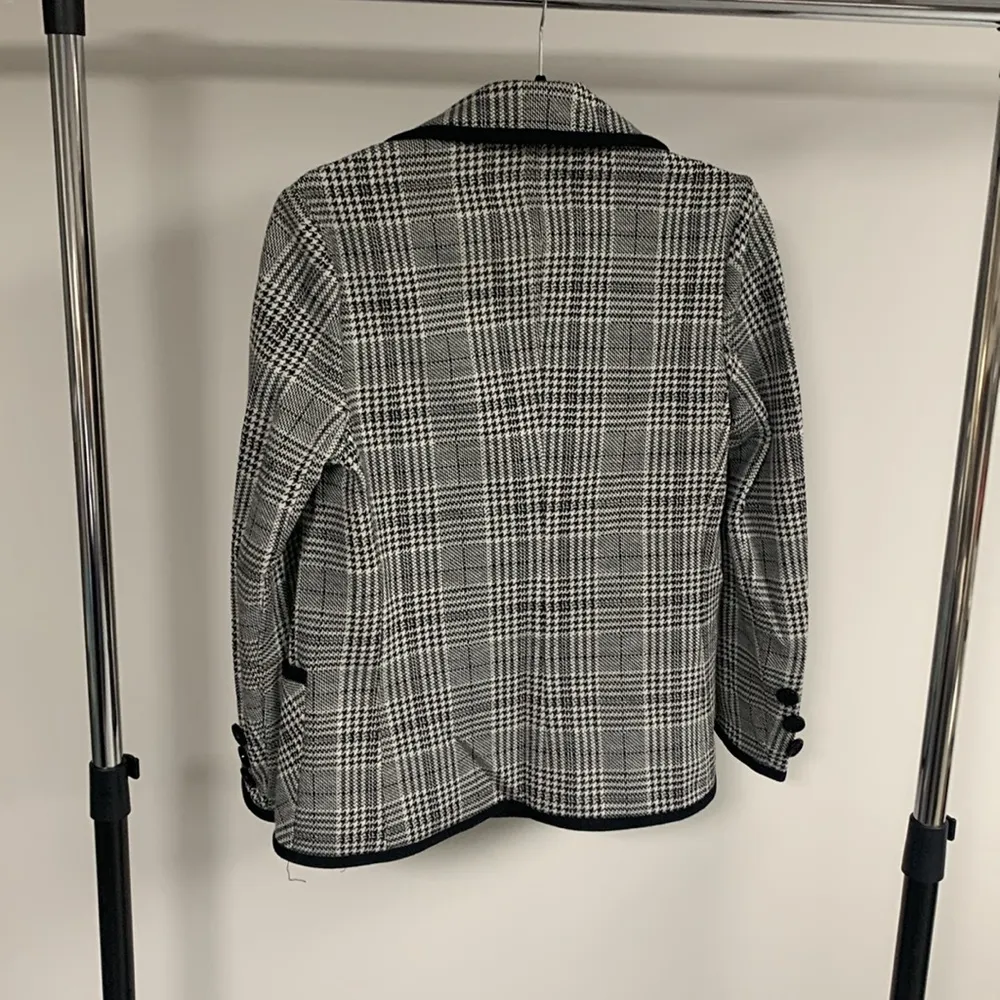 Vintage Butte Knit Wool Blend Black & White Plaid Blazer Size M/L Size L - Image 5