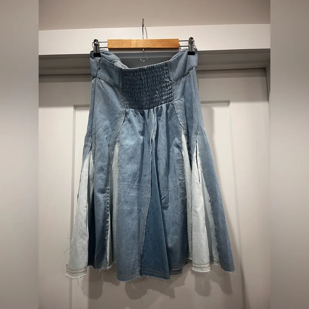 Pilcro Strapless Denim Western Festival Mini Dress Size Large - Image 14