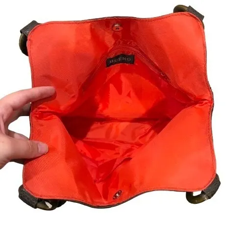 Bueno Tropical Floral Hibiscus Sequin Beaded Handle Tote Bag Red Green Yellow - Image 6