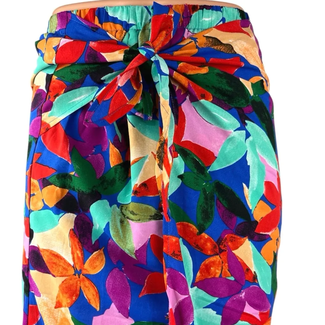 NEW Lulus Multicolor Floral Midi Maxi Straight Pencil Cover-up Wrap Skirt Sz XS - Image 4