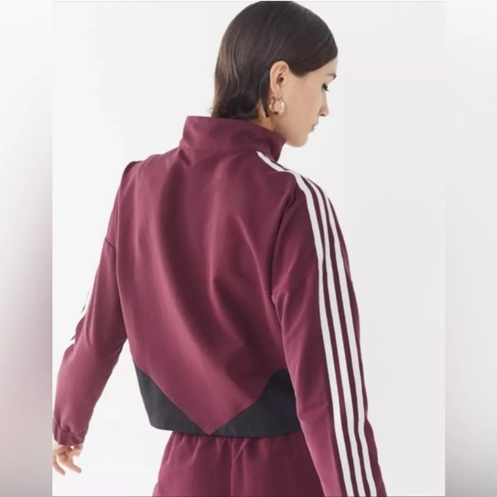 Cropped 1/2 Zip Windbreaker Maroon Size S - Image 2