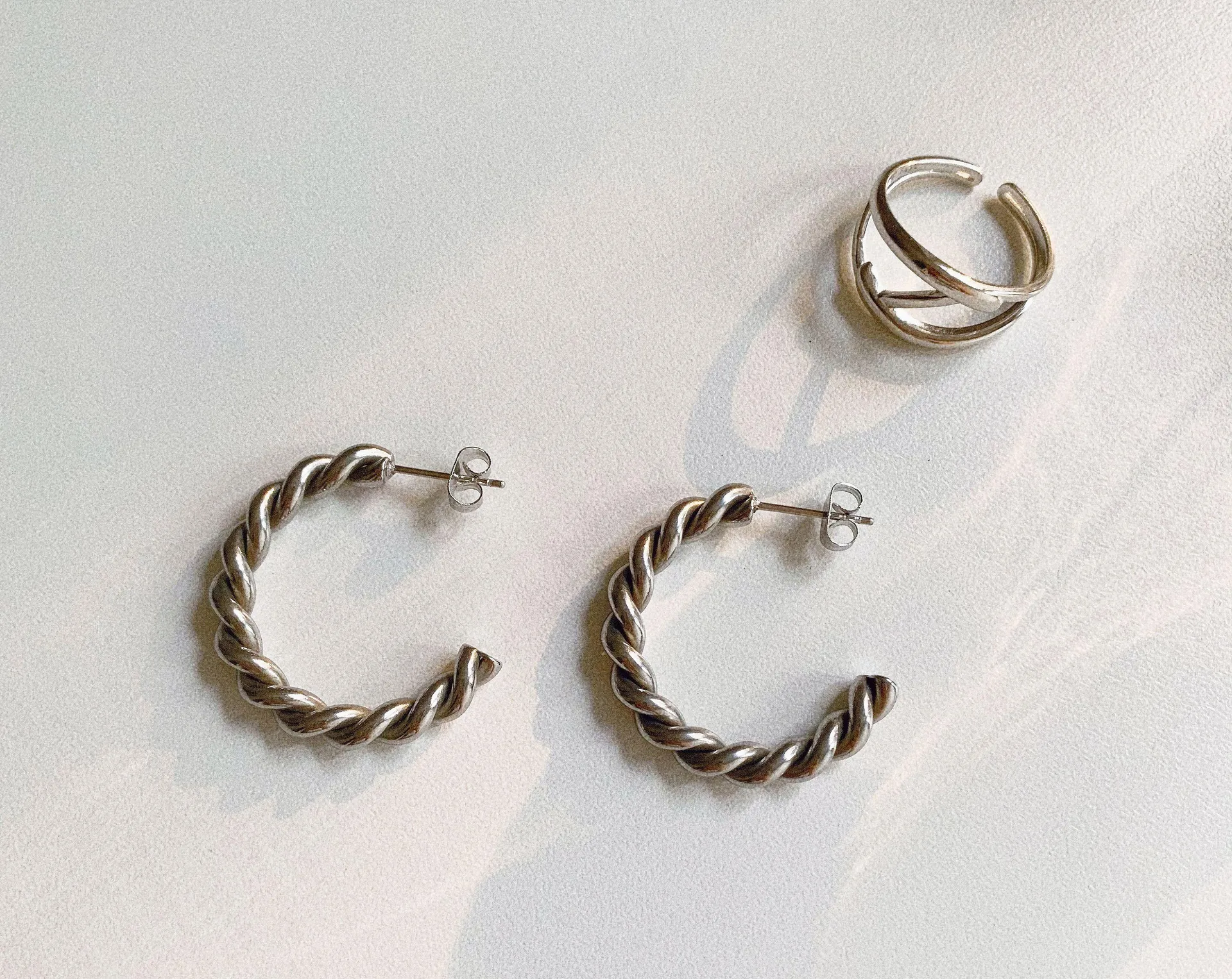 Twisted hoops earrings large hoop earrings silver hoops earrings - Image 3