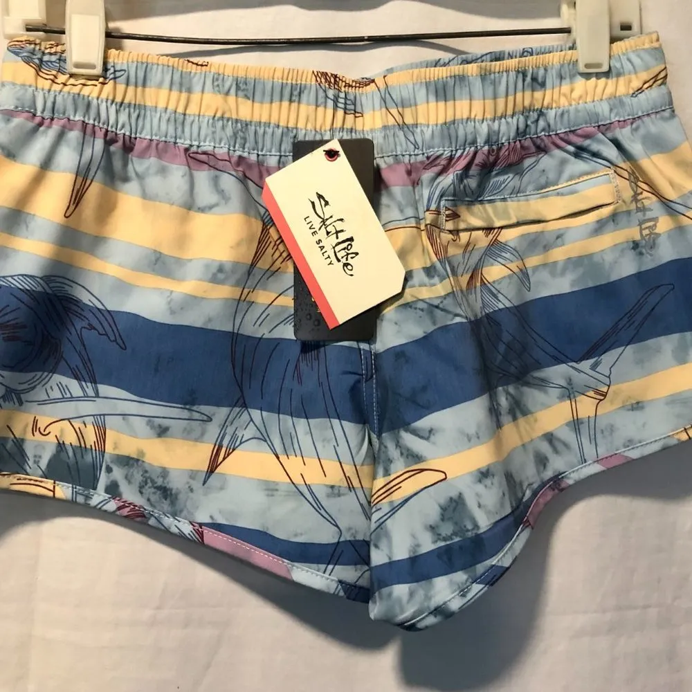 NWT Salt Life SLX-QD Aqua Trunks Women Navy Multicolor Size Small New - Image 2