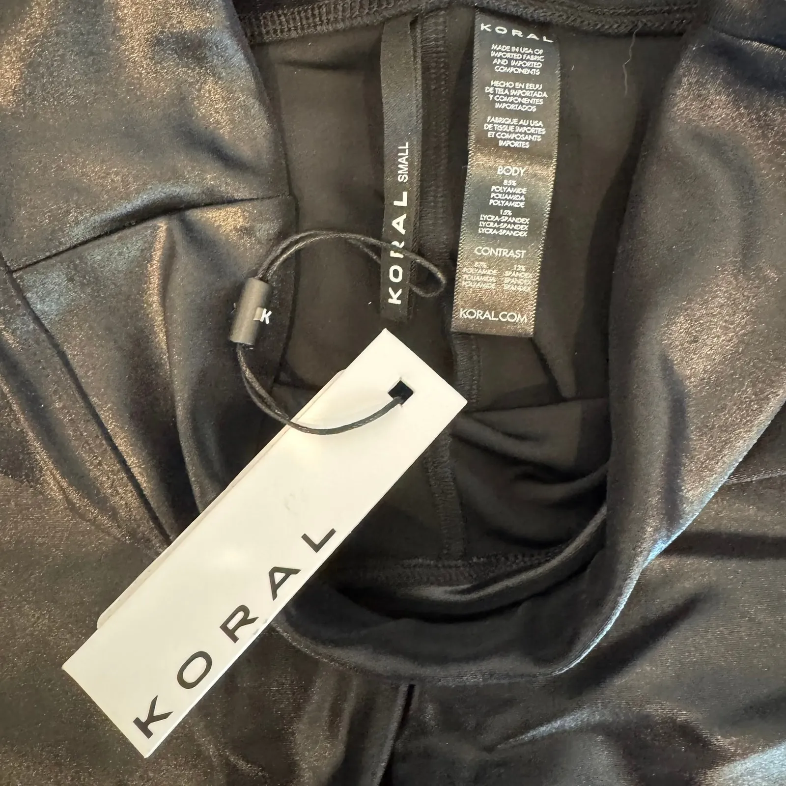 Koral Womens Small High Rise‎ Faux Leather Leopard Print Panel Leggings - Image 2