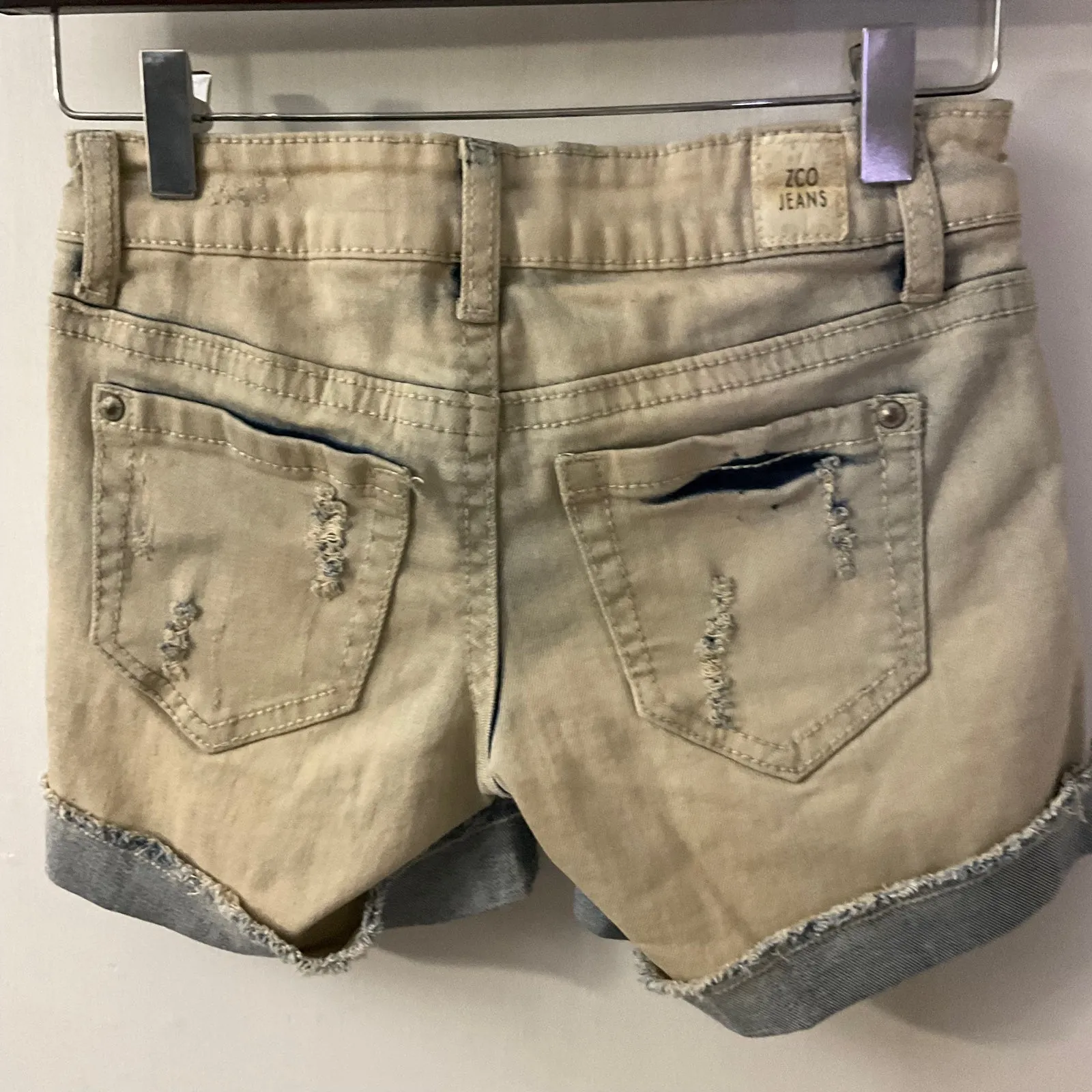 ZC0 Thrashed Bleach Destroy Roll Jean Shorts 0 Grunge Festival Y2K Punk Rocker Blue - Image 2