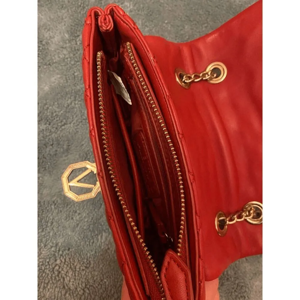 Mario Valentino  red quilted vegan leather mini handbag - Image 9