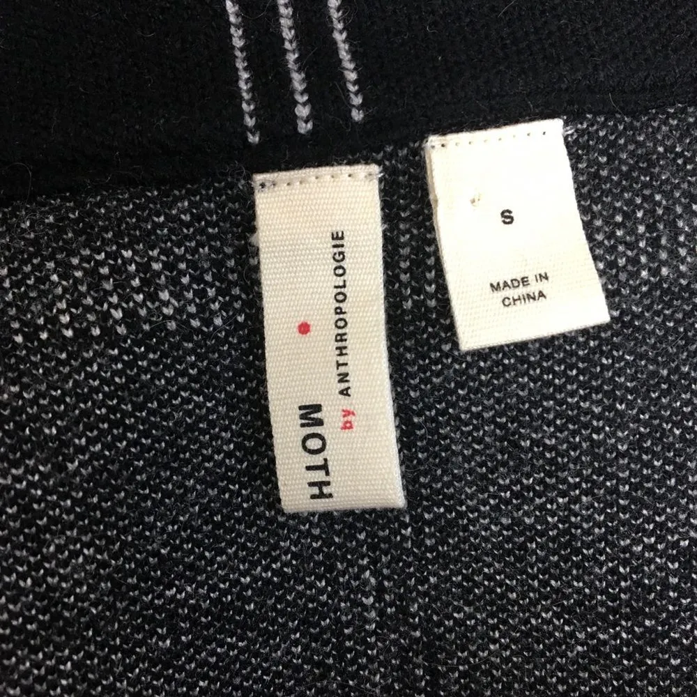 Anthropologie MOTH Black & Gray Window Pane Plaid Checker Cardigan Sweater S - Image 8