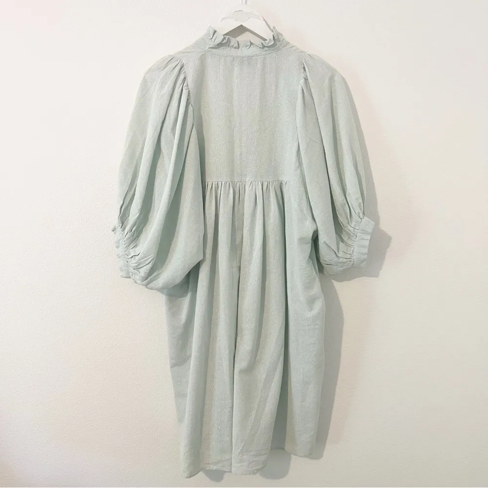 Never A Wallflower High Neck Dress Seafoam Shimmer Size Large L Green - Image 7