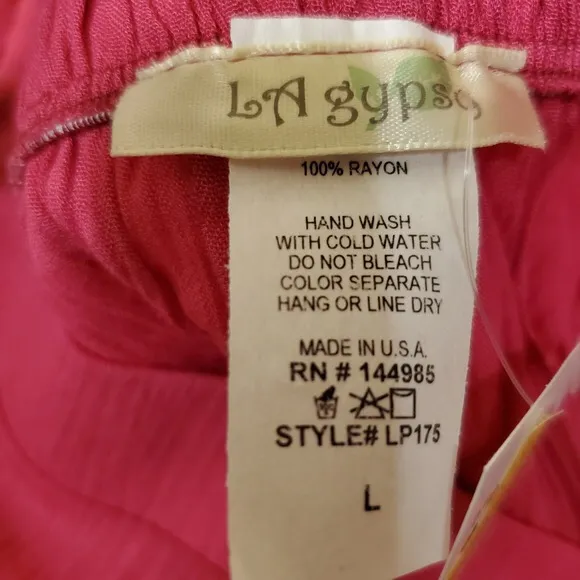 LA  Pink Rayon Shorts With Strings On Side - Image 6