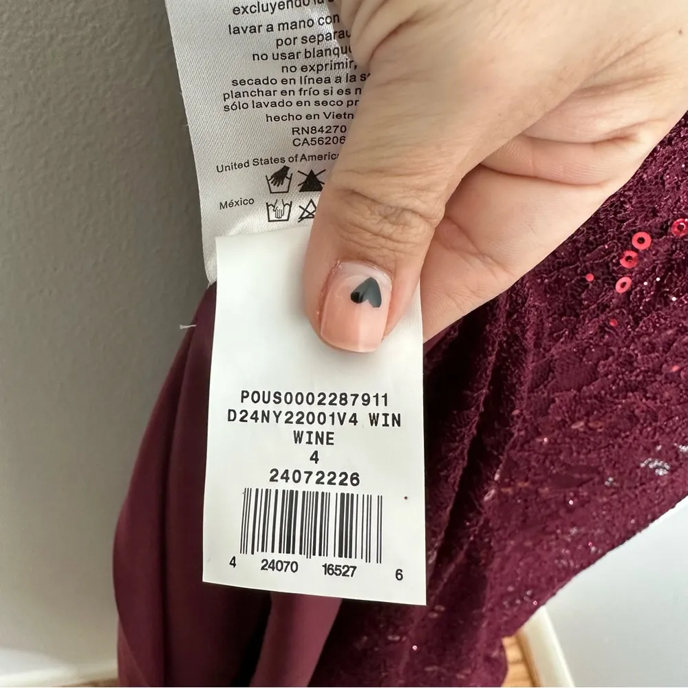 NEW David’s Bridal Jules and Cleo Sparkle Lace Dress with Corset Bodice Wine Red - Image 7