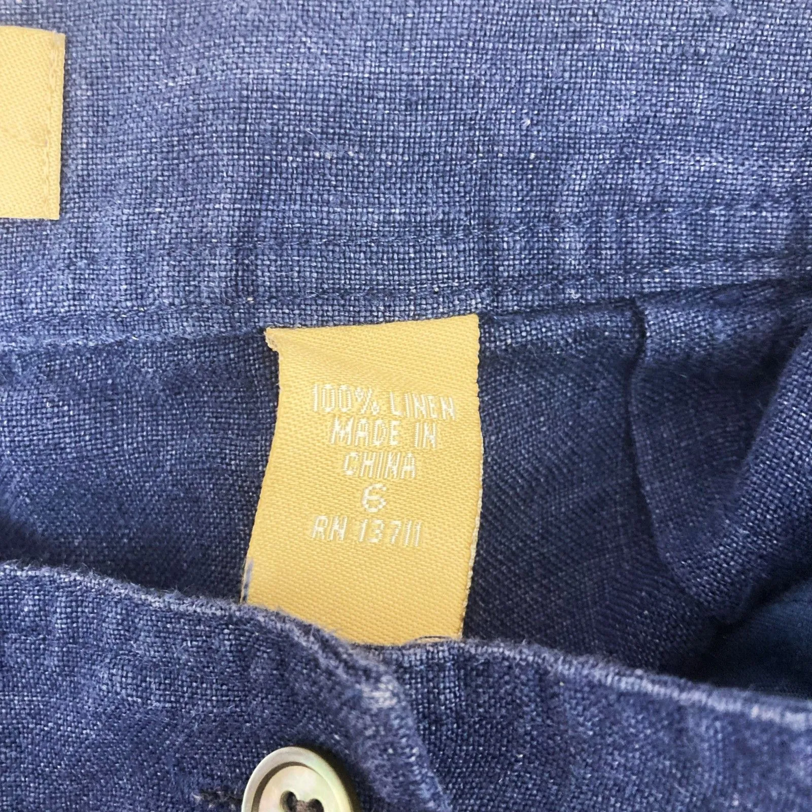 Kate Hill Cargo Pants Size 6 Navy Blue 100% Linen Wide Leg Utility Pockets - Image 10