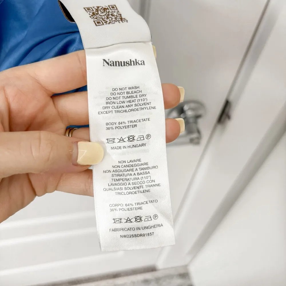 Nanushka Malia Satin Mini Slip Dress Blue Size M - Image 8