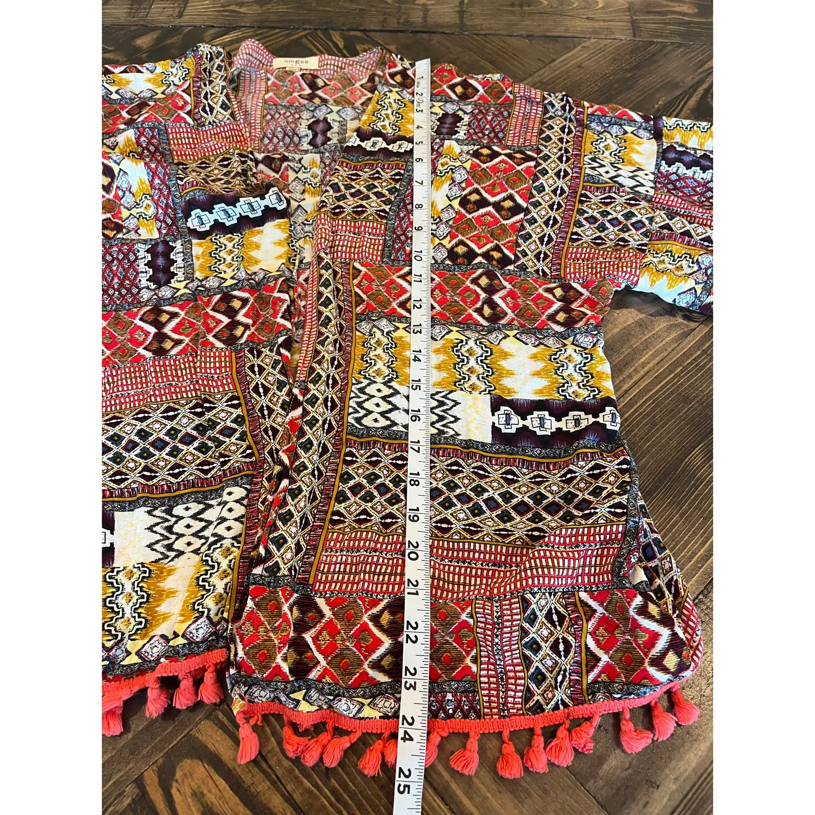 Umgee  Kimono Patchwork Aztec Western Boho Cardigan Mixed Pattern Hippie Country - Image 5