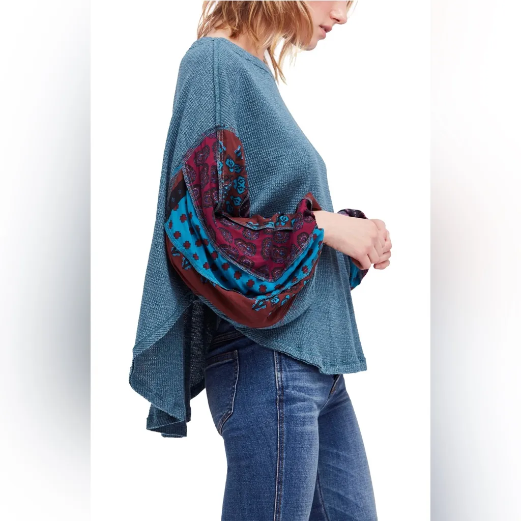 Free People long sleeve top waffle knit We The Free Blossom Thermal patchwork - Image 7