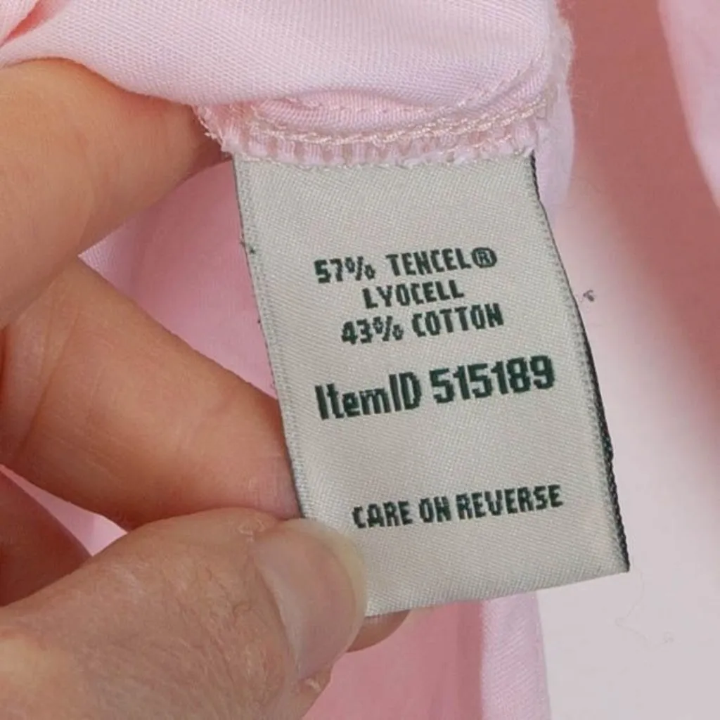 LL Bean Womens Tencel Blend Popover Shirt Size S Pink‎ Roll Tab Sleeve Coastal Pink - Image 5