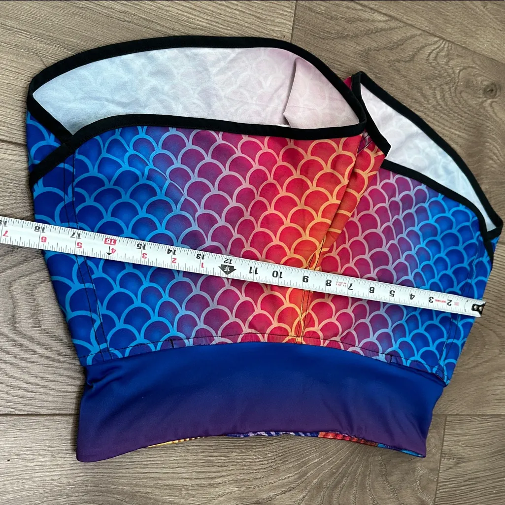 INKnBURN Mermaid Scale Performance Lined Running Shorts Blue Red Size Medium - Image 11